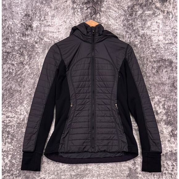 Lululemon Jacket 6 Womens First Mile Quilted Running Full Zip Black - Picture 1 of 8